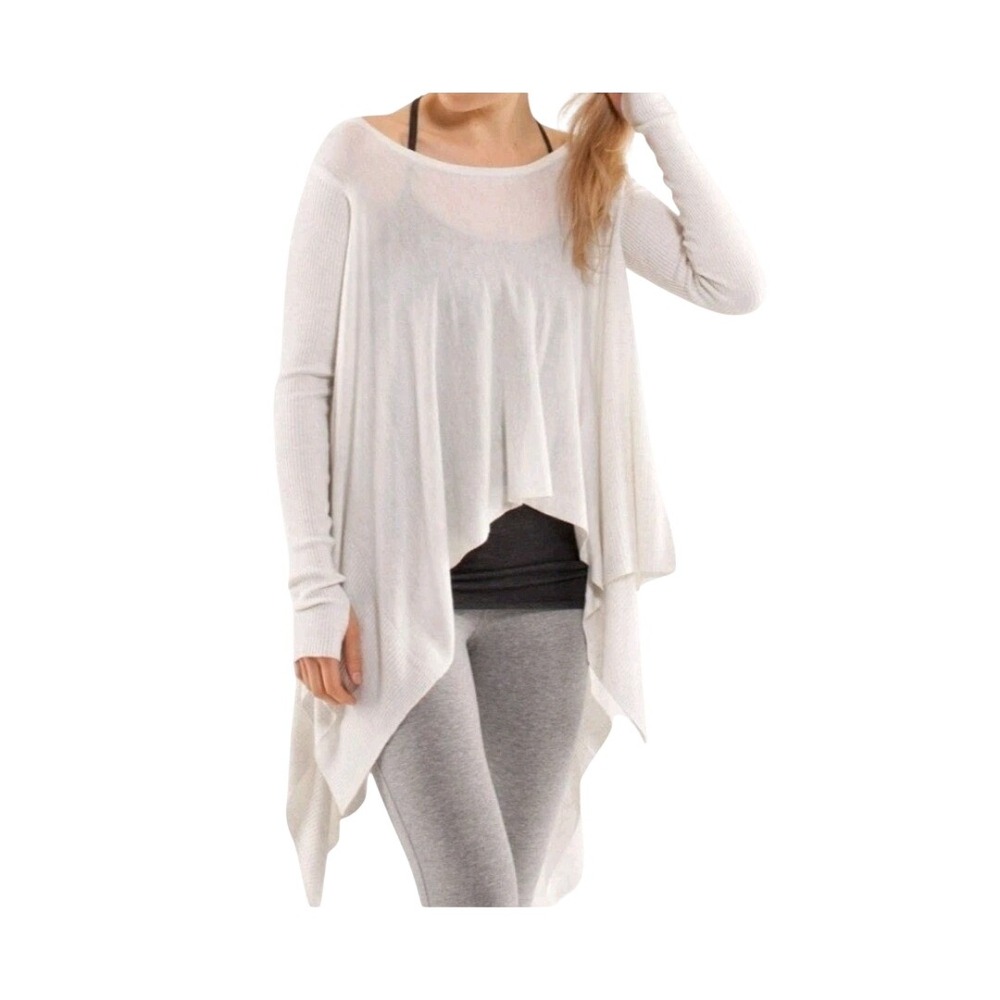 Lululemon High Low Draped Long Sleeve Top Gray Thumbholes Relaxed Fit